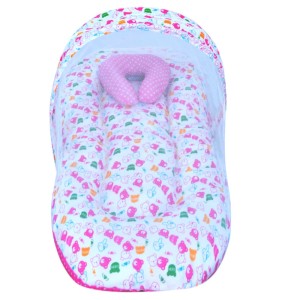 Goodmunchkins Baby Bed Mosquito\Insect Protecting Net Bed with Pillow (Pink)
