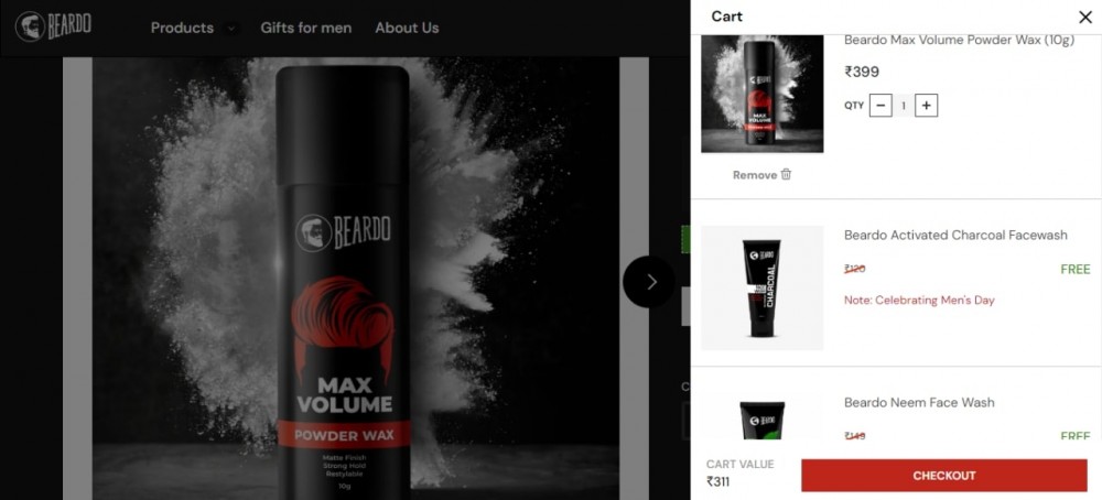 Beardo max volume powder wax + beardo active charcoal facewash free + neem facewash free  Mrp : 399/-  Use code : VIBD22 ( Get Instant Discount )