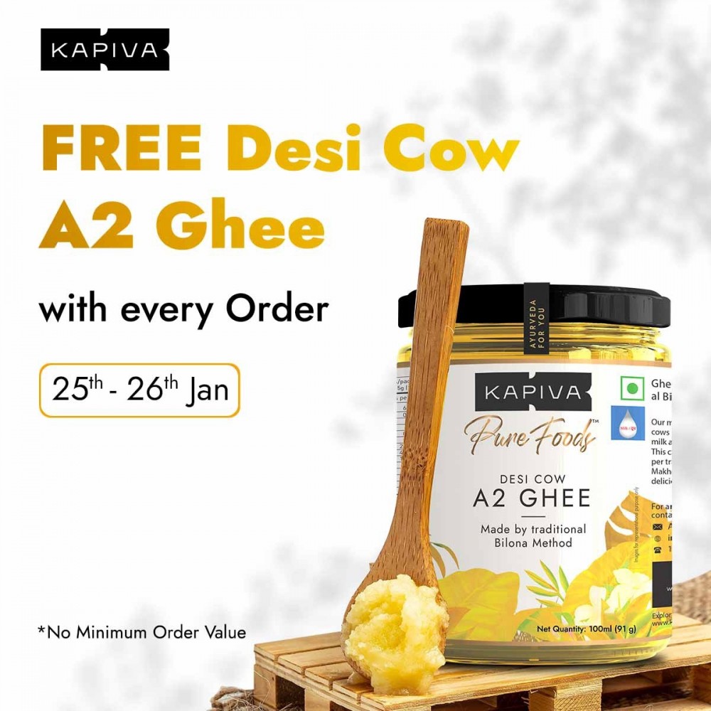 Free A2 Desi Cow Ghee (100ml) worth 399 inr with every product (There is no minimum cart value)