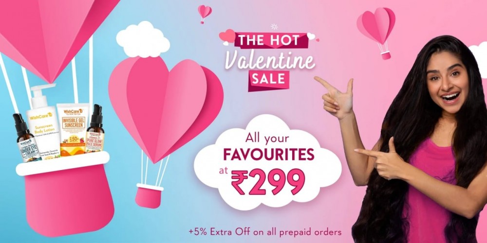 Hot Valentine Sale All your favorites at ₹299 +5% extra off on all prepaid orders