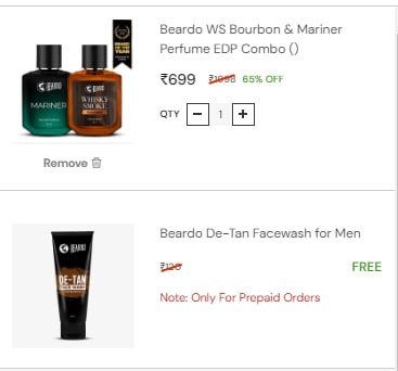 Get 65 % off on  WS Bourbon & Mariner Perfume EDP Combo + Free  De-Tan Facewash for Men  Code :- Vibd22