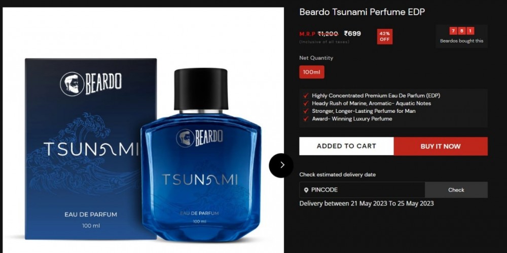 Tsunami Perfume EDP@ 54% off @ 545 MRP 1200  Code : VIBD22