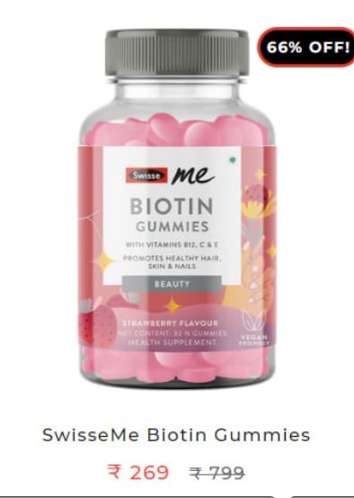 Swisse Me Biotin Gummies With Vitamin B12, C & E For Healthy Hair & Nails @269. Shipping Free Flipkart - 359 INR
