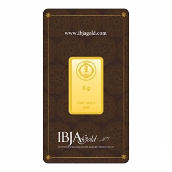 ibja gold 5 gm, 24k (999) yellow gold precious bar IG05GMINVBAR999